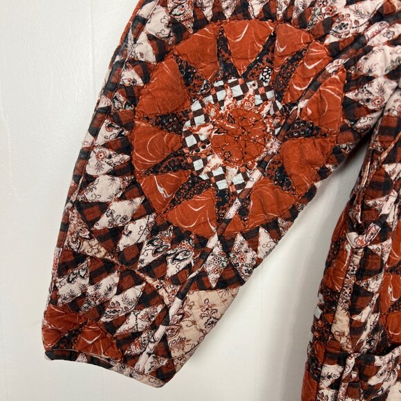 Ulla Johnson Long Quilted Coat Mirage Printed Cotton Medium Orange Floral Lined - Picture 5 of 16